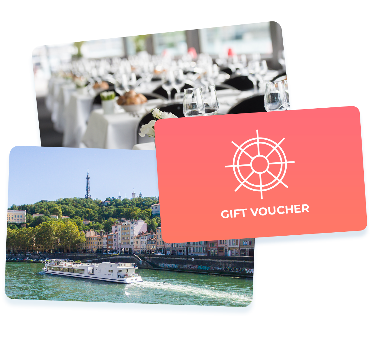  gift vouchers for boats in Lyon restaurant cruise 